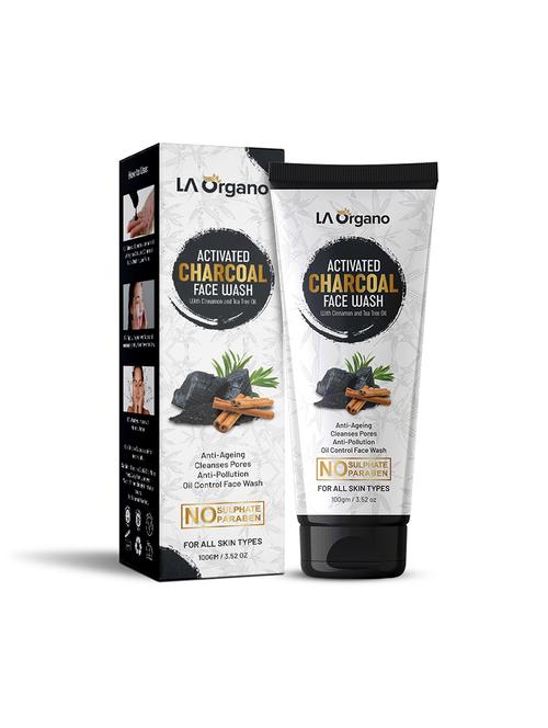 la organo activated charcoal with cinnamon & tea tree oil for anti ageing, anti pollution & oil control face wash 100g - 18384141 - Standard Image - 1