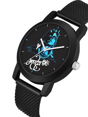kajaru new fancy stylish - black pu strap & black king bracelet combo watch - 18384172 - Standard Image - 3