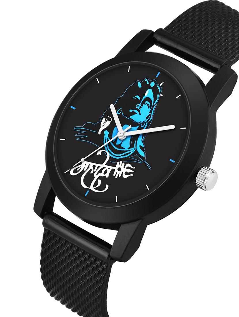 kajaru new fancy stylish - black pu strap & black king bracelet combo watch - 18384172 - Zoom Image - 3