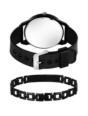 kajaru new fancy stylish - black pu strap & black king bracelet combo watch - 18384181 - Standard Image - 2