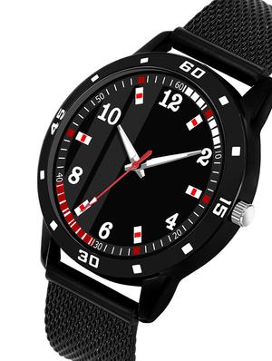 kajaru new fancy stylish - black pu strap & black king bracelet combo watch - 18384181 - Standard Image - 3