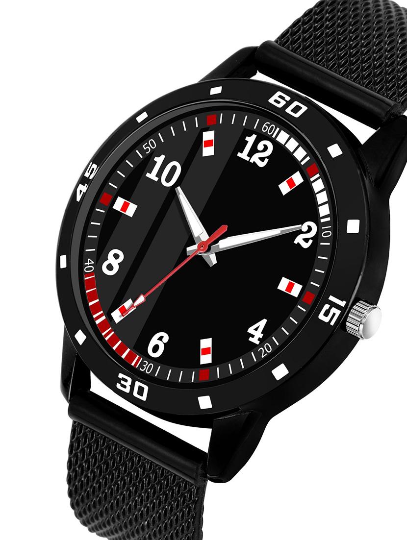 kajaru new fancy stylish - black pu strap & black king bracelet combo watch - 18384181 - Zoom Image - 3