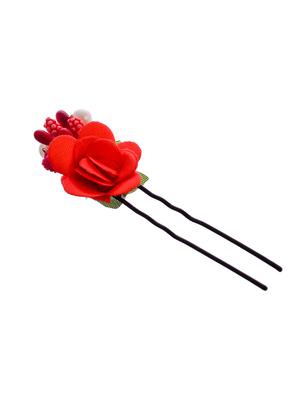 set of 10 women red flower embellished beaded u pins - 18385099 - Standard Image - 3