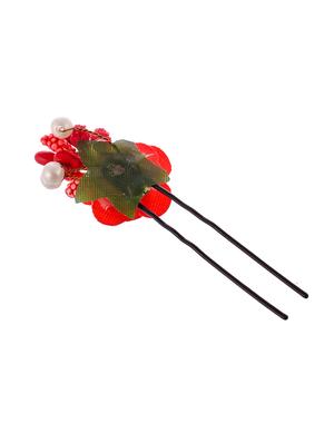 set of 10 women red flower embellished beaded u pins - 18385099 - Standard Image - 4