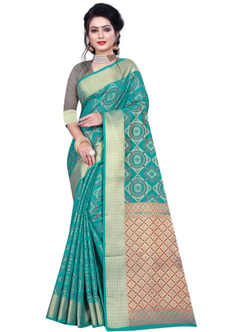 green bandhani kanjivaram saree with blouse - 18385473 - Standard Image - 1