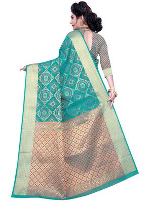 green bandhani kanjivaram saree with blouse - 18385473 - Standard Image - 2