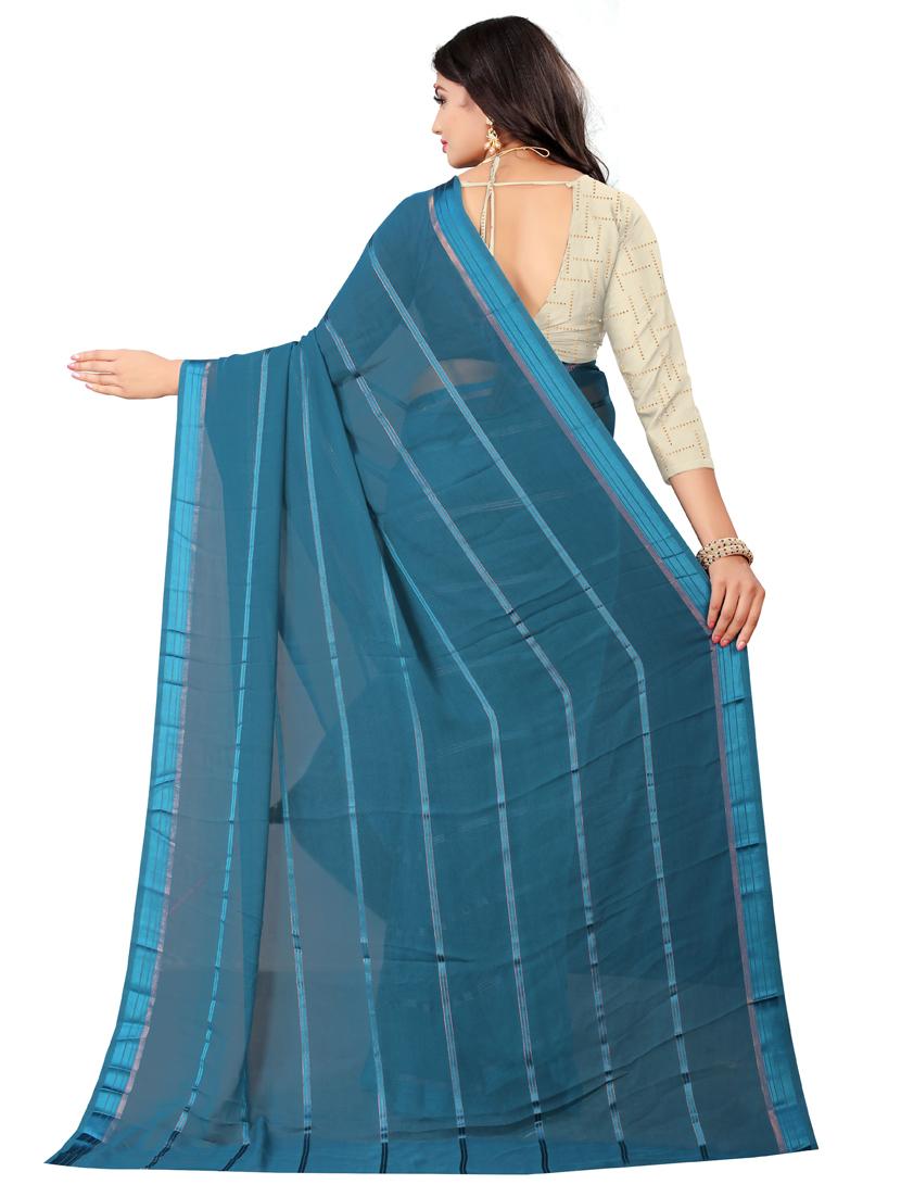 blue georgette woven saree with blouse - 18385497 - Zoom Image - 2