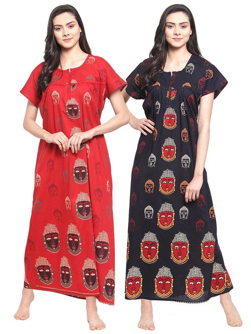 set of 2 short-sleeved printed nighty - 18385815 - Very Small Image - 1