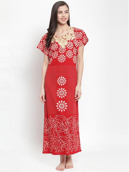 short sleeved printed nighty - 18385922 - Standard Image - 1