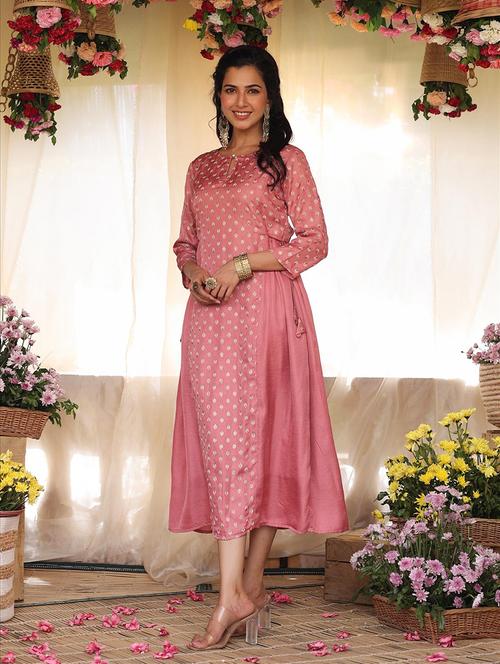 pink printed a-line kurta - 18386027 - Standard Image - 1