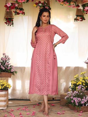 pink printed a-line kurta - 18386027 - Standard Image - 2