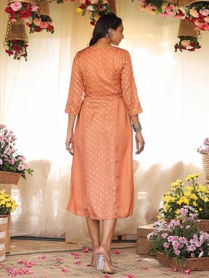 orange printed a-line kurta - 18386028 - Standard Image - 4