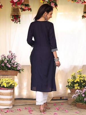 black bandhani straight kurta - 18386044 - Standard Image - 4
