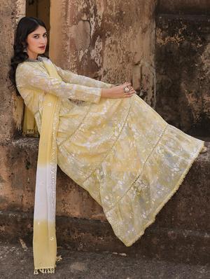 mustard floral anarkali kurta - 18386074 - Standard Image - 2