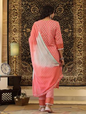 pink cotton suit set - 18386123 - Standard Image - 2