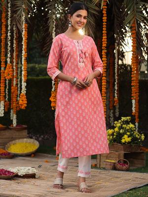 block print kurta pant set - 18386160 - Standard Image - 2