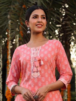 block print kurta pant set - 18386160 - Standard Image - 5
