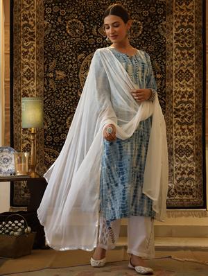 blue cotton suit set - 18386204 - Standard Image - 2