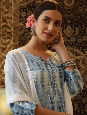 blue cotton suit set - 18386204 - Standard Image - 5