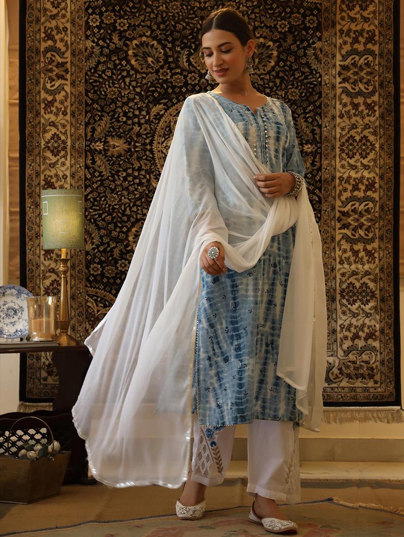 blue cotton suit set - 18386204 - Zoom Image - 2