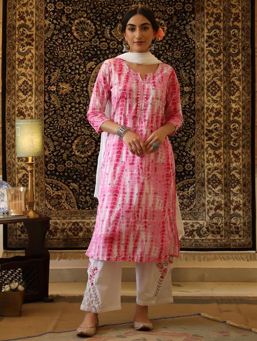 pink cotton suit set - 18386206 - Standard Image - 1