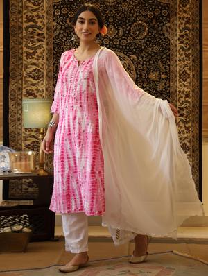 pink cotton suit set - 18386206 - Standard Image - 2