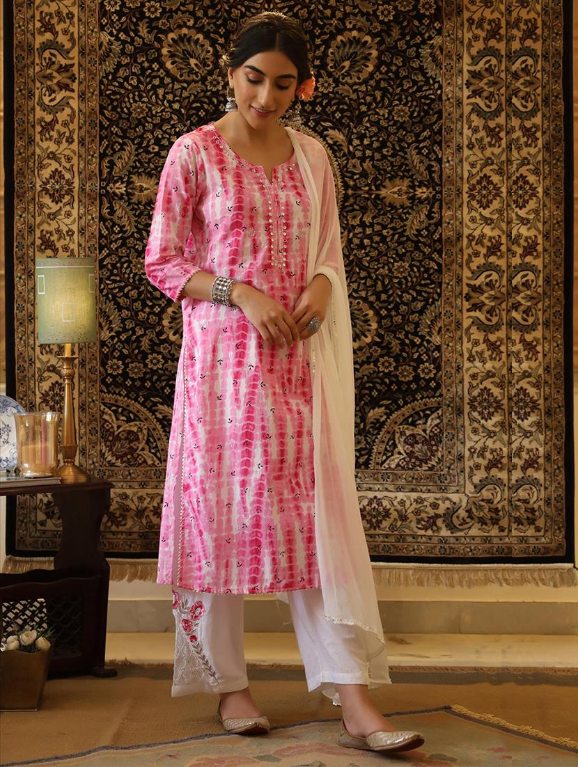 pink cotton suit set - 18386206 - Zoom Image - 3