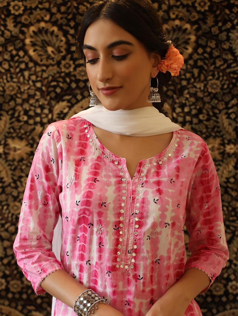 pink cotton suit set - 18386206 - Zoom Image - 5