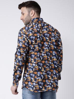 navy-blue printed casual shirt - 18386317 - Standard Image - 4