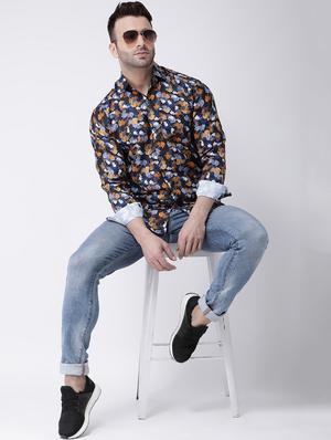 navy-blue printed casual shirt - 18386317 - Standard Image - 5
