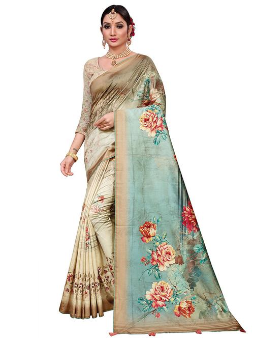 floral half & half saree with blouse - 18386332 - Standard Image - 1