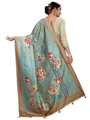 floral half & half saree with blouse - 18386332 - Standard Image - 2