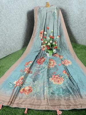 floral half & half saree with blouse - 18386332 - Standard Image - 3