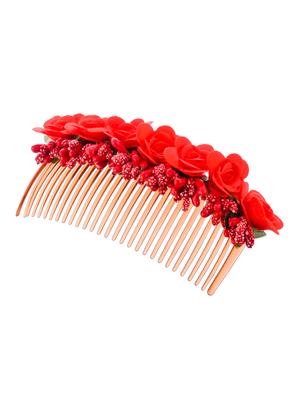 red floral handcrafed hair accessory - 18386342 - Standard Image - 4