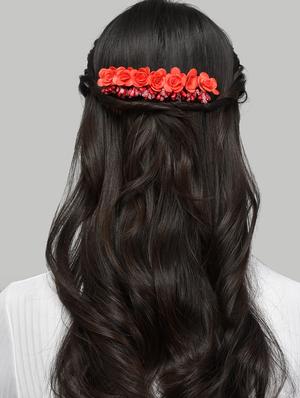 red floral handcrafed hair accessory - 18386342 - Standard Image - 5
