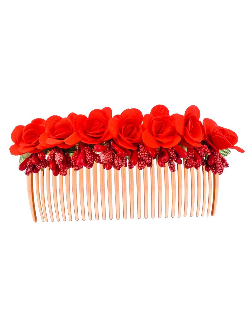 red floral handcrafed hair accessory - 18386342 - Zoom Image - 2