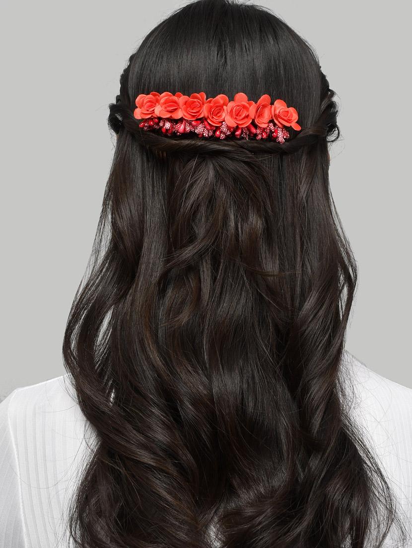 red floral handcrafed hair accessory - 18386342 - Zoom Image - 5