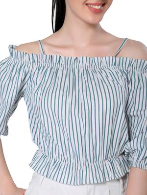 cold shoulder striped top - 18386547 - Standard Image - 6