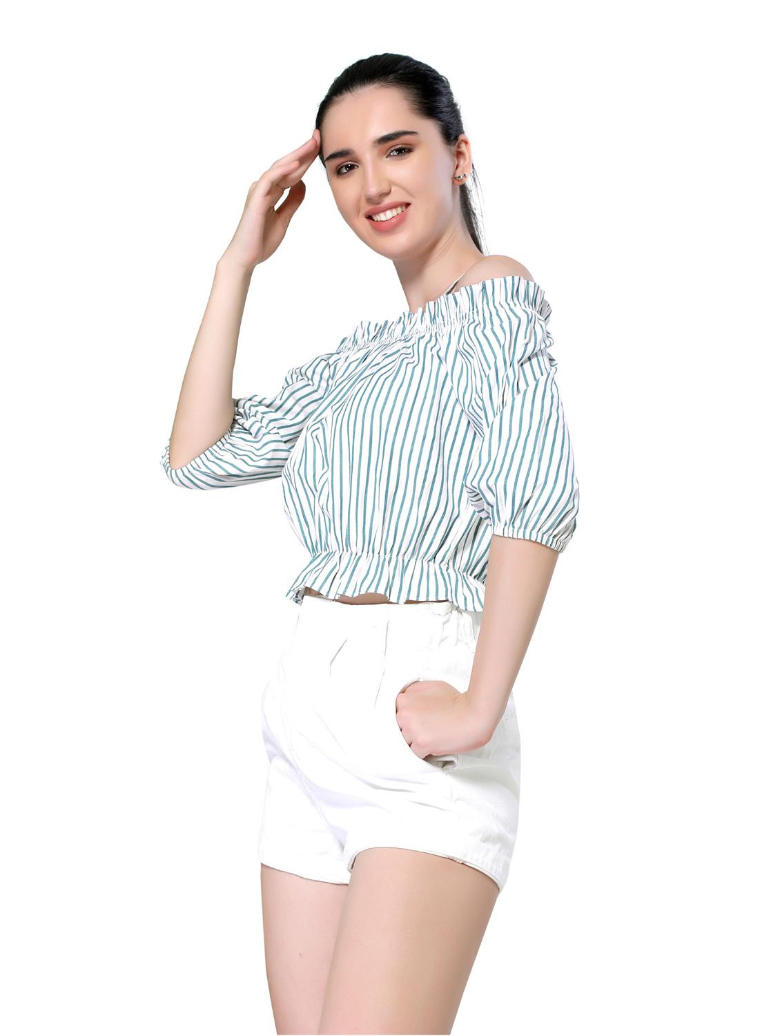 cold shoulder striped top - 18386547 - Zoom Image - 3