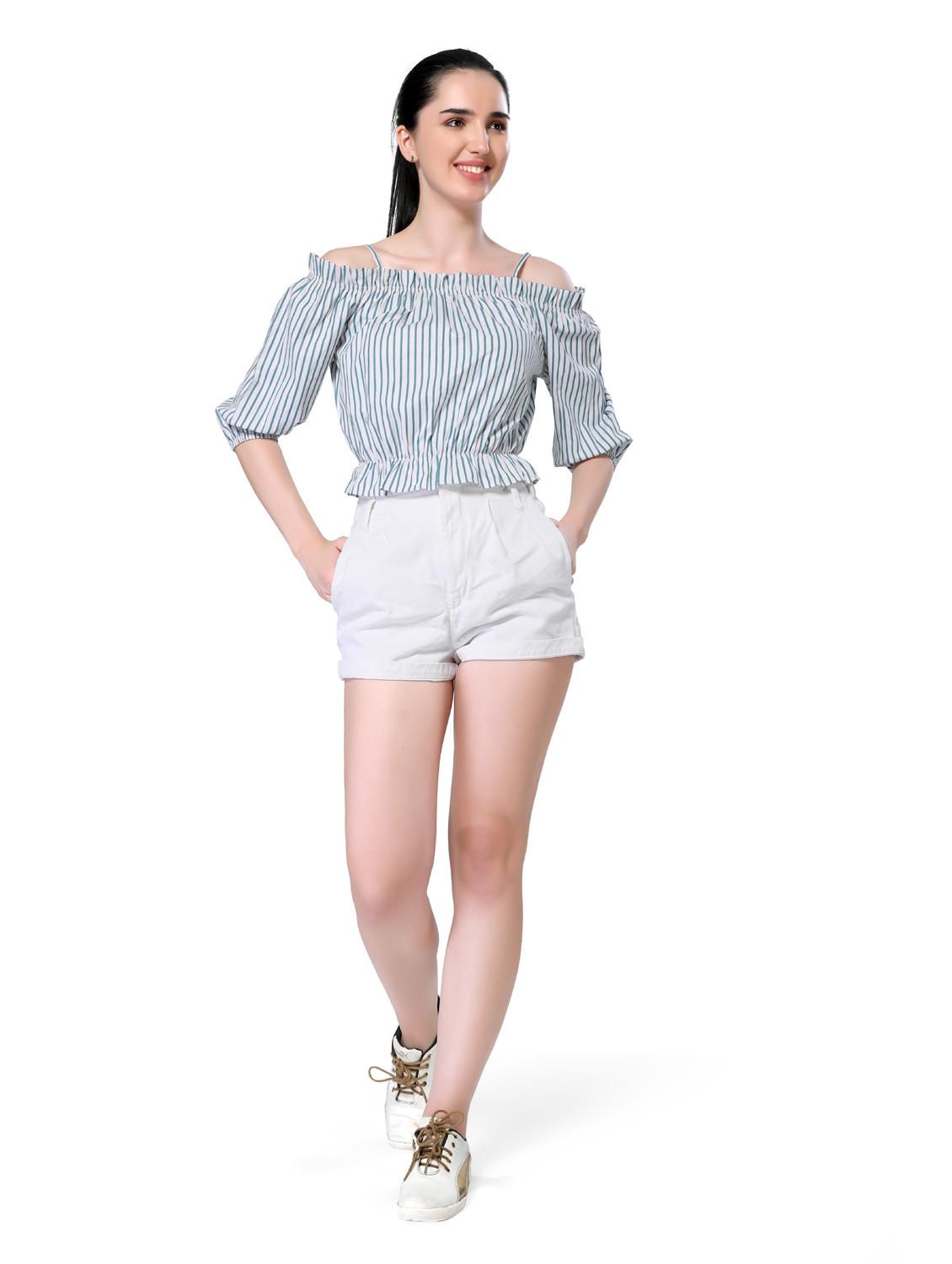 cold shoulder striped top - 18386547 - Zoom Image - 5