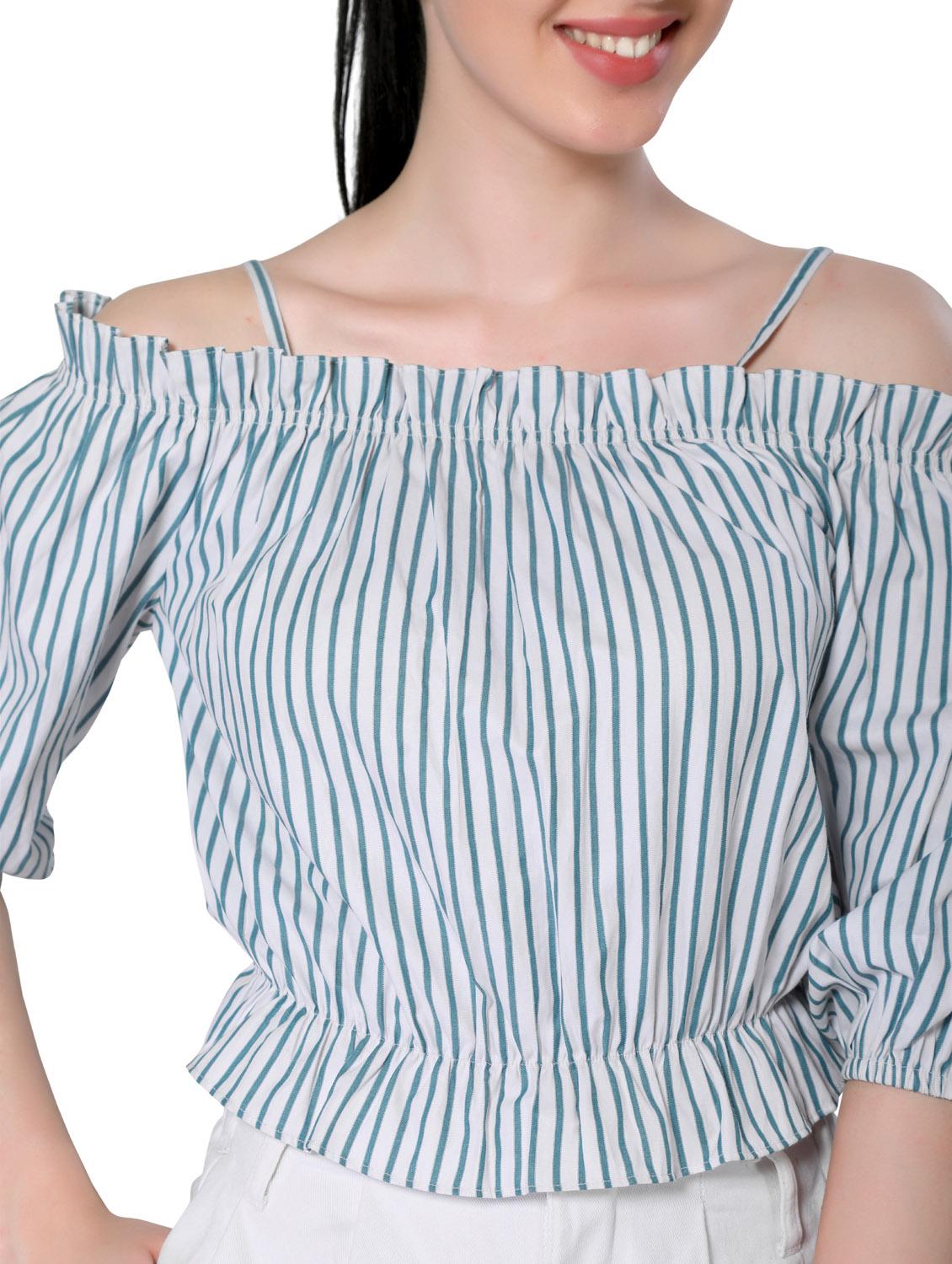 cold shoulder striped top - 18386547 - Zoom Image - 6