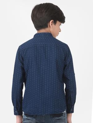 navy blue printed short kurta - 18386616 - Standard Image - 3