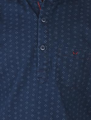 navy blue printed short kurta - 18386616 - Standard Image - 5