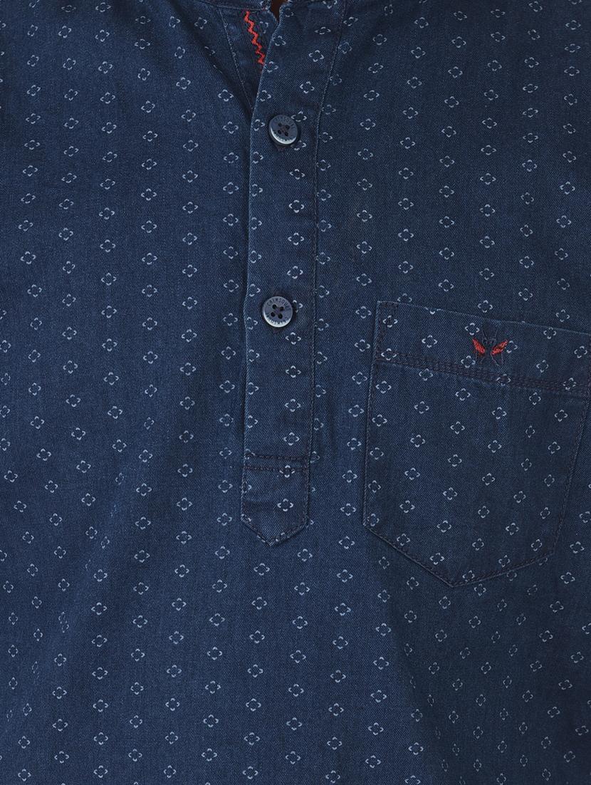 navy blue printed short kurta - 18386616 - Zoom Image - 5