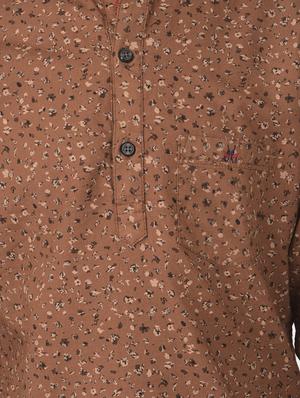 brown printed short kurta - 18386617 - Standard Image - 5