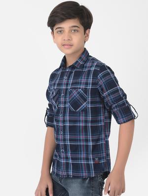 navy blue checkered shirt - 18386619 - Standard Image - 2