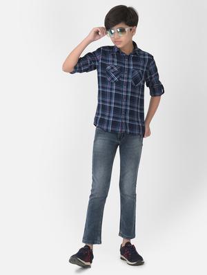 navy blue checkered shirt - 18386619 - Standard Image - 4