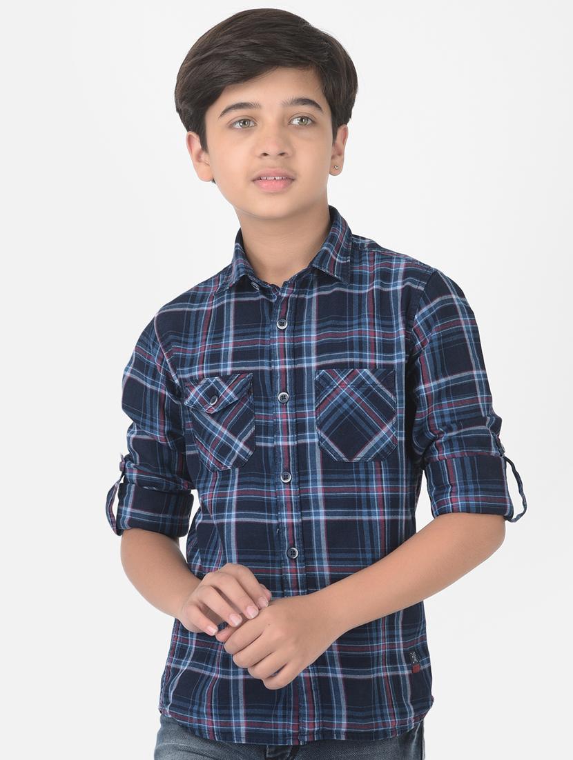navy blue checkered shirt - 18386619 - Zoom Image - 1