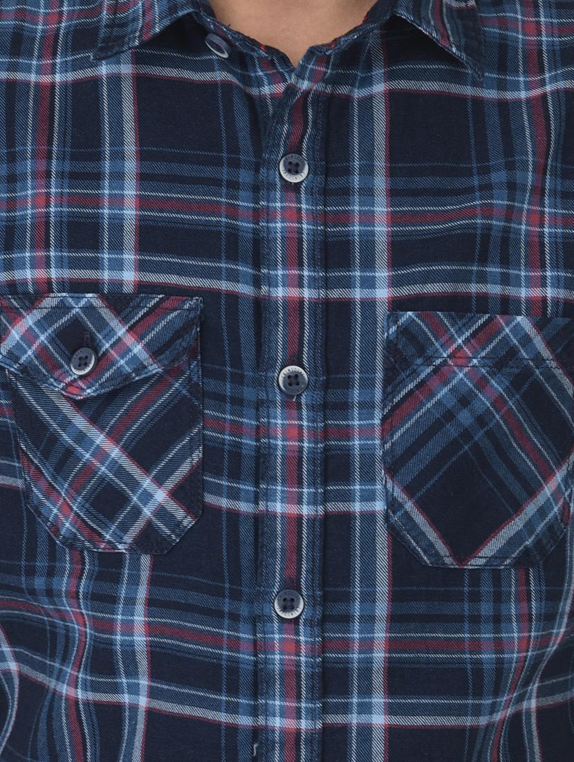 navy blue checkered shirt - 18386619 - Zoom Image - 5