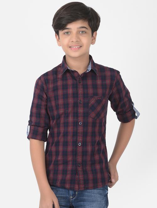 navy blue checkered shirt - 18386622 - Standard Image - 1